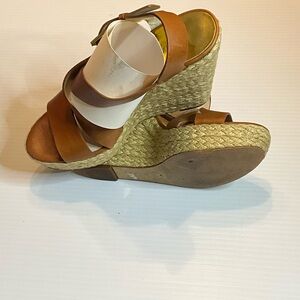 MICHAEL Michael Kors Tan Leather Espadrille Wedge Sandals